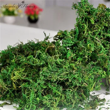 100g/zsák Tartsa száraz igazi zöld moha dekoratív növények váza műfüves selyem Virág tartozékok virágtartó dekoráció