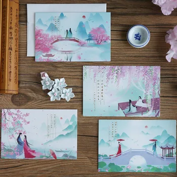 6db/Sok Kínai Stílusú Boldog Valentin Napi Üdvözlő Kártyák Von Szent Valentin-Meghívó Esküvői Invit Kártyák