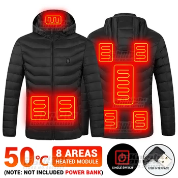 8 Területeken, Fűthető Kabát Széldzseki Női Meleg Mellény USB Férfi Fűtés Kabát Fűtött Mellény Őszi Téli Kabát, Vadászat, Túrázás