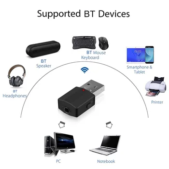 USB Blue tooth-Kompatibilis 5.0 Adapter Adó TV-Vevő 2 Az 1-ben Vezeték nélküli Adapter PC-autótelefon + Kapcsoló Gomb