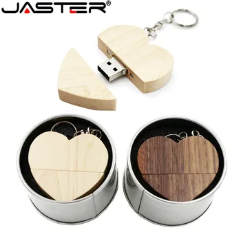 JASTER 1db ingyenes logo fa Szív + fém díszdobozban USB Flash Drive 2.0 64 GB 32 GB, 16 GB 8 gb-os U-Lemez fotózás, esküvői ajándékok