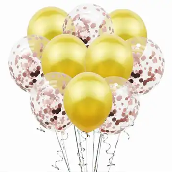 10db/sok, 12 colos Latex Lufi, Színes Konfetti, Szülinapi Parti Dekoráció Mix Rose Esküvői Dekoráció Hélium Ballon