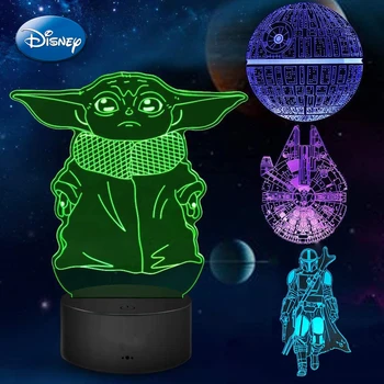 Anime Baba Yoda 3D Éjjeli Lámpa Játékok Kawaii mandalore-i 7 Színek LED Adatok Modell Érintse meg Este asztali Lámpa Játékok Gyerekeknek, Karácsonyi Ajándékok,