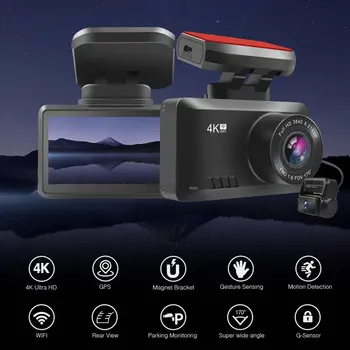2.5 Inch Autó Dashcam 1080P HD éjjellátó 4K Dual Kamera 24 ÓRÁS Parkolási lehetőség Video Recorder Autó DVR Vezetői Készülék Wifi GPS