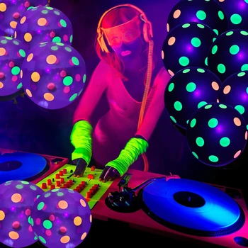 100 12in Neon Latex Lufi Fluoreszkáló Hullám Pont Ballon Színes Cukorka Színű Pöttyös Esküvő Party Szülinapi Tartós
