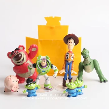Disney Toy Story Woody Buzz Lightyear 7db/set 2-7cm akciófigura Testtartás Anime Dekoráció Gyűjtemény Figura Játék modell ajándék