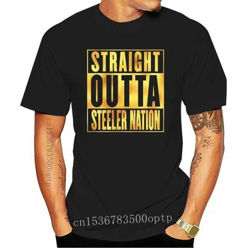 SPGBTees Arany Fólia MenStraight Ki Steeler Nation T-shirt Fekete Szín XS-es Méret