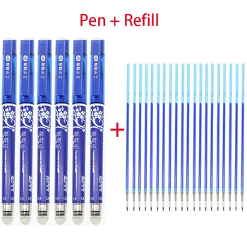 Törölhető 0, 5 mm, 6 db Kék / Fekete Tinta a Toll Diák Írószer Golyó Tipp Írás Kellékek Tartalék Eszköz