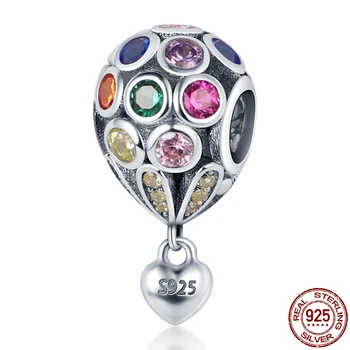 Valódi 925Sterling Ezüst Többszínű Cirkon Szerelmi Életét Léggömb Illik Eredeti 3mm Pandora Karkötő&Karperec Női Divat Jewelr