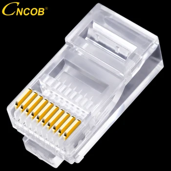 CNCOB 10P10C RJ48 RJ50 Cat5E UTP Ethernet Csatlakozó Tiszta Réz Chips Moduláris Kristály Csatlakozó 10 Pólusú Hálózati Kábel Csatlakozó 30db