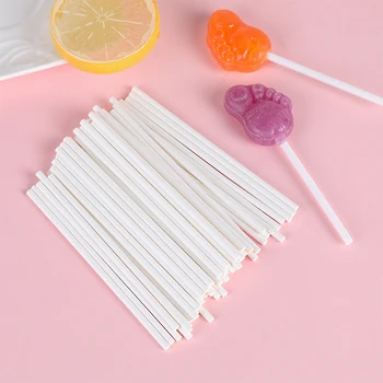 100 Lollipop Stick Biztonságos Fehér DIY Sütés Tartozékok Penész, Torta, Csoki, Cukor, Cukorka, Nyalóka Sütés Eszközök