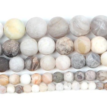 4-12mm Természetes Kő Gyöngyök Laza Kerek Matt Bambusz Levél Agates Kő, Gyöngy Ékszerek Készítése DIY Charm Karkötő Nyaklánc