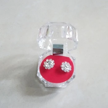 Műanyag Nyolcszögletű Átlátszó Doboz Fülbevaló Fityeg Csepp Fülbevaló, Gyűrű, Ékszerek Packaging & Display for women & Gyermekek