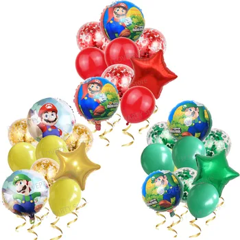 9pcs/set Super Mario Alumínium ballon Sequin Latex Gyerekek Szülinapi Party Dekoráció gyerekszoba Dekoráció Ábra Játékok