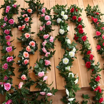 2.4 m/94.5 a Mesterséges Selyem Rózsa Virág lila Akác Inda Rattan Lóg Virág, Koszorú Esküvői Buli Otthon Kert Dekoráció