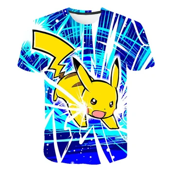 Egy fiú, egy Lány 3D Nyári Pokemon Divat Rajzfilm Pólók Hip-Hop Streetwear Alkalmi, Rövid Ujjú Fiú Lány 3DPrinted T-Shirt 4T-14T
