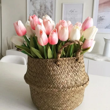 10 Fej Mix Tulipán Mesterséges Virág PU Igazi Kapcsolatot Tulipán Csokor Hamis Virág, Esküvői Dekoráció Virágok, Otthon, Kert, Dekoráció