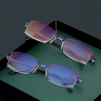 1db Ultrakönnyű Olvasó Szemüveg Gyémánt-Vágott Progresszív Multifokális Távollátás Szemüveg Kék Fény Blokkoló Számítógépes Védőszemüveg