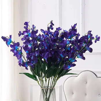 15 Szára Galaxy Orchidea Mesterséges Lila, Kék, Türkiz s Island Selyem Virágok Szövet