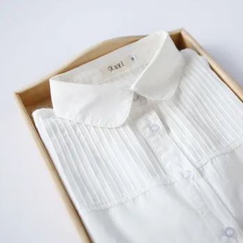 Tavasszal új, egyszínű, hosszú ujjú ing mélypont ing koreai stílus pamut vékony irodalmi fehér ing női