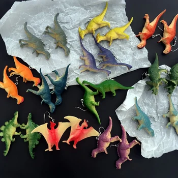 Vicces 3D Dinoszaurusz Gyanta Csepp Fülbevaló Női Aranyos, Kézzel készített