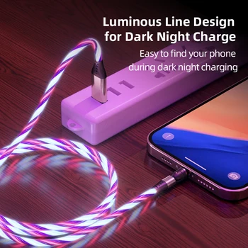 Luminus mágneses töltés kábel 2m szabad forgatni csatlakozók Micro USB kábel kábel Android C típusú Iphone ipad