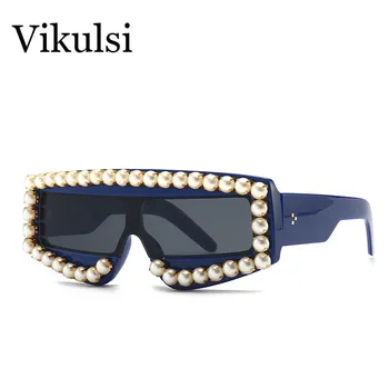 Évjárat Fehér Gyöngy Négyzet Napszemüveg Női Luxus Márka, Nap Szemüveg Női Nagyméretű Lapos Tetején Árnyalatok Oculos zonnebril nők
