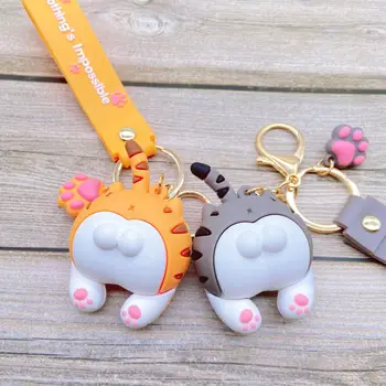 Mini Anime Kulcstartó DIY Aranyos Macska, Fenekét kulcstartók A Nők, Lányok Macskák Seggét Kulcstartó Autó Táska Állat Bell Medál Ajándék Kis Medál