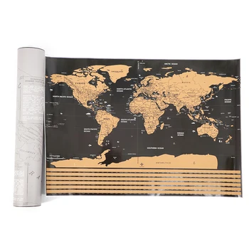 Arany Zászló Világ Térkép Luxus Térkép Fólia Személyre Szabott Utazási Poszter Wall Art Szoba Otthon Dekoráció, Fali Matricák Háttérkép