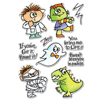A vicces Zombi Múmia Gohst Dinoszaurusz Orvos Világos Bélyegek Vicces Öt DIY Kártyát, Hogy a Gyerekek Átlátszó Szilikon Bélyegző Új 2019