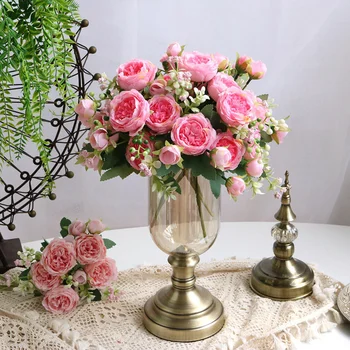 30cm Rose-Rózsaszín Selyem Bazsarózsa Mesterséges Csokor Virágot Valentin-Napi Ajándékok DIY Haza Esküvő Party Dekoráció Hamis Virág