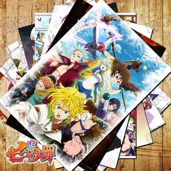 10 DB/SOK Anime A Hét főbűn Poszter, Képeslap, Matrica Meliodas Liones Sólyom Diane Tilalom Fali Kép Ajándék Kártya Játékok