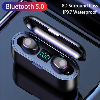 TWS Bluetooth-kompatibilis 5.0 Fülhallgató 2000mAh Töltés Doboz Vezeték nélküli Fejhallgató 9D Sztereó Sport Vízálló Fülhallgató, Headset