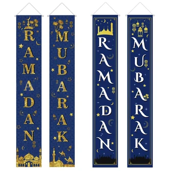 Ramadán Mubarak Ajtó Függöny Banner a Eid Mubarak lakberendezés Lóg a Zászló Ramadan Kareem Muszlim Iszlám Hajj Mubarak Eid Ajándékok
