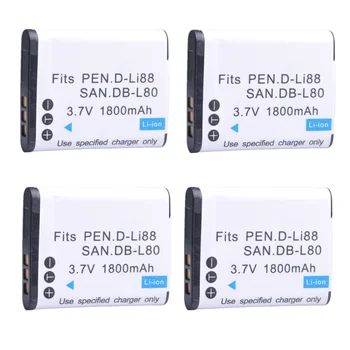 1800mAh DB-L80 D-Li88 Akkumulátor Pentax Optio P70, P80, W90, WS80, a Panasonic HXDC1, DC2, a Sanyo Xacti VPC-CA100, CA102