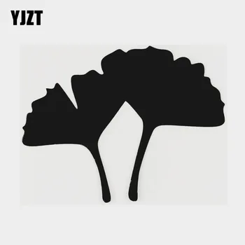 YJZT 13.7 CM×10,5 CM-es Növény Ginkgo levél Minta Vinil Autó Matrica, Matrica Fekete/Ezüst 18B-0307
