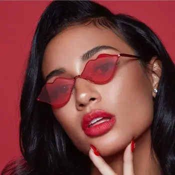 A szexi Vörös Ajkak Napszemüveg 90-es évek Hippi Szüreti nap galsses a Nők, Fesztivál, Buli, napszemüvegek Női Szemüveg